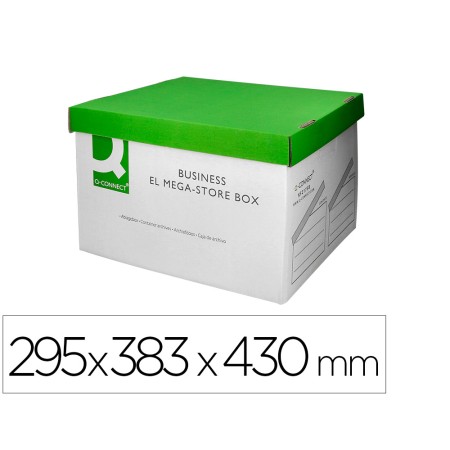 Caixa Para Arquivo Definitivo Q-Connect Cartao Enrugado Montagem Automatica Medidas Interiores 383 x 430 x 295 Mm