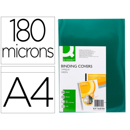 Capa de Encadernacao Q-Connect Pvc Din A4 Opaca Verde 180 Microns Pack de 100 Unidades