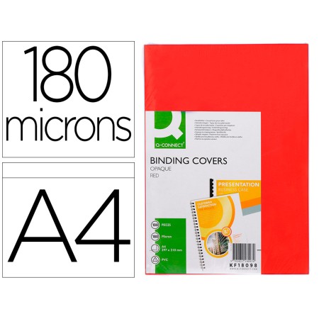 Capa de Encadernacao Q-Connect Pvc Din A4 Opaca Vermelho 180 Microns Pack de 100 Unidades