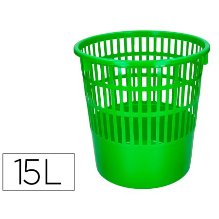 Cesto de Papeis Q-Connect em Plastico 15 Litros Cor Verde 285X290 Mm