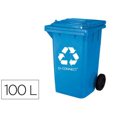 Contentor de Lixo Q-Connect Plastico 100L com Capa Azul 75X37X47 Cm