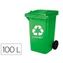 Contentor de Lixo Q-Connect Plastico 100L com Capa Verde 75X37X47 Cm