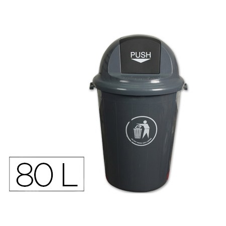 Contentor de Lixo Q-Connect Plastico Cinza com Tampa Redeonda Giratoria Capacidade Para 80 Litros