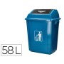 Contentor de Lixo Q-Connect Plastico com Tampa de Empurrar 58 Litros 470X330X760 Mm Azul