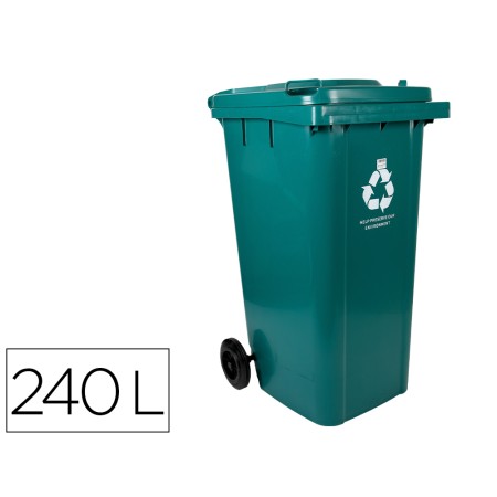 Contentor de Lixo Q-Connect Plastico com Tampa E Rodas 240 Litros 1040X620X610 Mm Verde