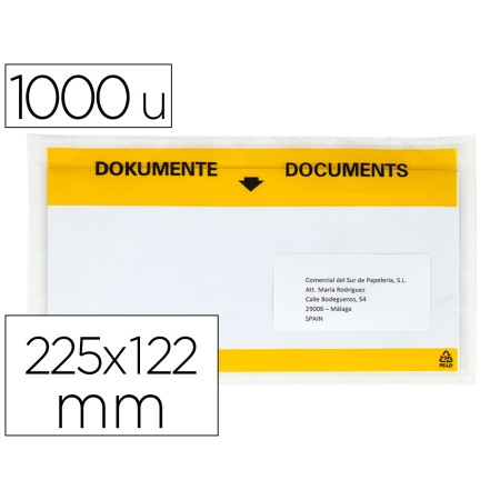 Envelope Autoadesivo Q-Connect Porta Documentos Multilingue 225X122 Mm Janela Totalmente Transparente Pack de 1000 Unida