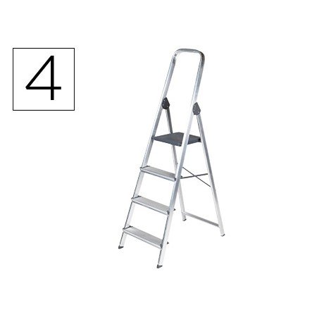 Escada Q-Connect de Aluminio com 4 Degraus Peso Maximo Suportavel 150 Kg 462 x 1470 x 860 Mm