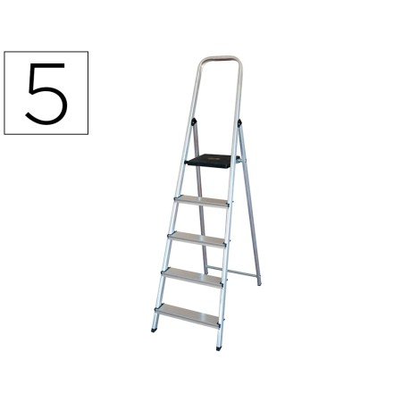 Escada Q-Connect de Aluminio com 5 Degraus Peso Maximo Suportavel 150 Kg 483 x 1675 x 1062 Mm