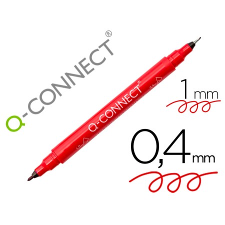 Marcador Q-Connect Marcador Permanente Dupla Ponta Cor Vermelho 0,4 Mm E 1 Mm