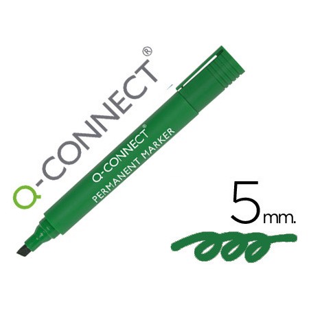 Marcador Q-Connect Permanente Verde Ponta Biselada 5.0 Mm