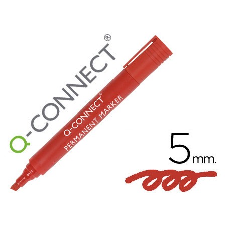 Marcador Q-Connect Permanente Vermelho Ponta Biselada 5.0 Mm