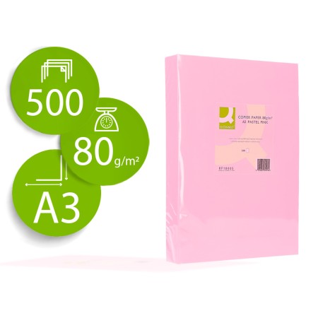 Papel de Cor Q-Connect Din A3 80 Gr Rosa Embalagem de 500 Folhas