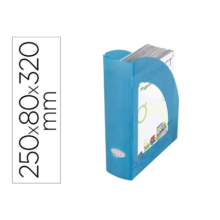 Porta Revistas Plastico Q-Connect Azul Translucido