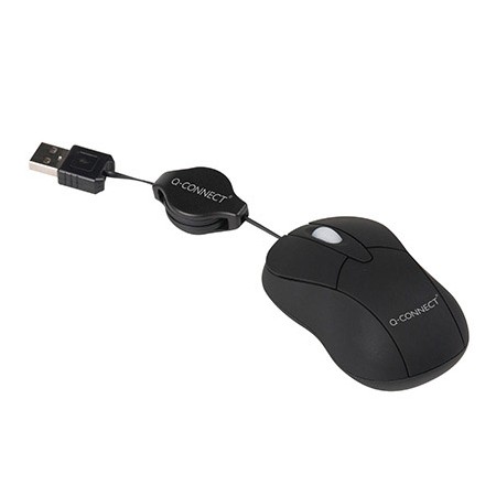 Rato Q-Connect Mini Optico 800 Dpi Retratil USB 1,5 Ghz Preto