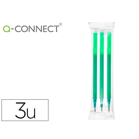 Recarga Esferografica Q-Connect Retratil Kf11060 Apagavel Verde Caixa de 3 Unidades