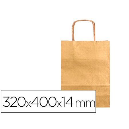 Saco de Papel Q-Connect Kraft Ouro L com Asa Retorcida 320X400X14 Mm