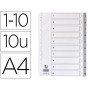 Separador Numerico Q-Connect Plastico 1-10 Conjunto de 10 Separadores Din A4 Multiperfurados