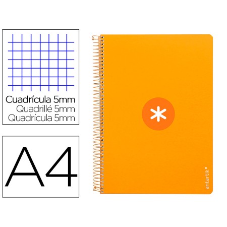 Caderno Espiral Din A4 Antartik Capa Dura 80 F 100 Gr Quadricula 5Mm com Margem Cor Mostarda