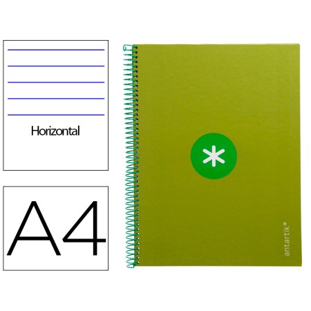 Caderno Espiral Din A4 Antartik Capa Forrada 80F 90 Gr Pautado 1 Banda 4 Furos Cor Verde