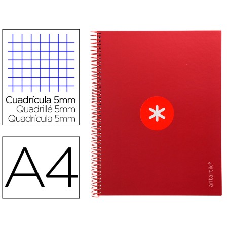 Caderno Espiral Din A4 Antartik Capa Forrada 80F 90 Gr Quadricula 5Mm 1 Banda 4 Furos Cor Framboesa