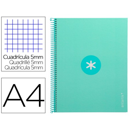 Caderno Espiral Din A4 Antartik Capa Forrada 80F 90 Gr Quadricula 5Mm 1 Banda 4 Furos Cor Menta