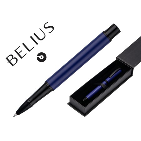 Esferografica Belius Turbo Aluminio Desenho Azul E Preto Tinta Azul Caixa Design