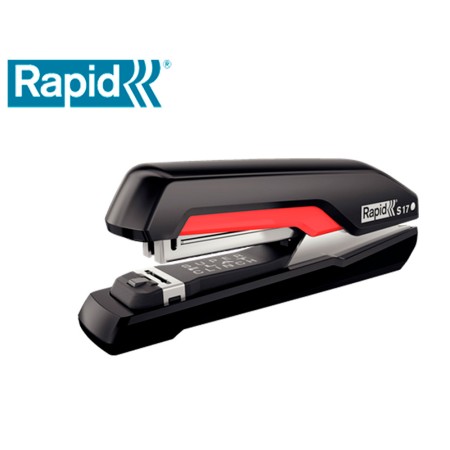 Agrafador Rapid S17 Fullstrip Plastico Capacidade 30 Folhas Usa Agrafes 24/6 E 26/6 Cor Preto/Vermelho