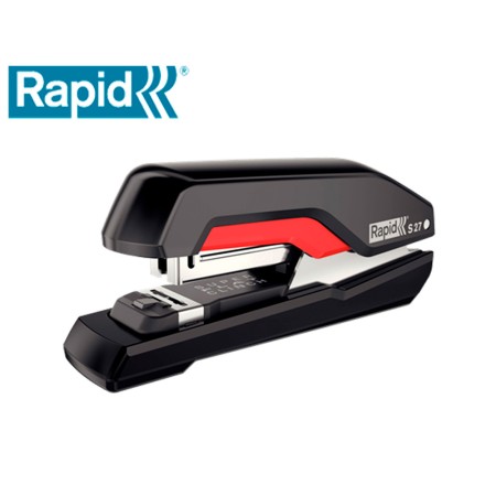 Agrafador Rapid S27 Fullstrip Plastico Capacidade 30 Folhas Usa Agrafes 24/6 E 26/6 Cor Preto/Vermelho