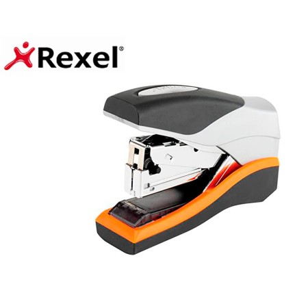 Agrafador Rexel Optima 40 Compact Metalico Capacidade 40 Folhas Usa Agrafes Optima 26/6 Cor Cinza/Laranja