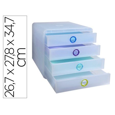 Bloco Classificador de Secretaria Exacompta Pop Box Translucido 4 Gavetas Multicolor