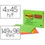 Bloco de Notas Adesivas Post-It Super Sticky 149X98 Mm com 45 Folhas Pack de 4 Unidades Cores Neon