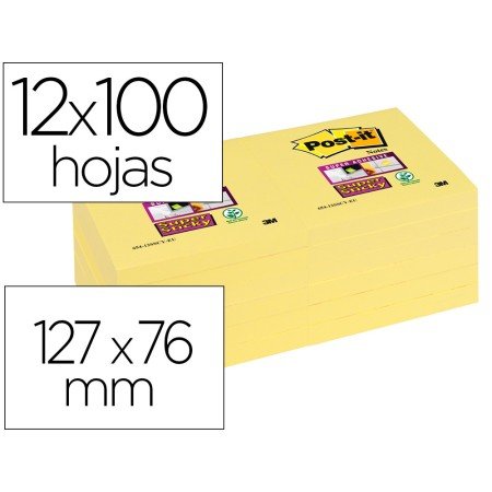 Bloco de Notas Adesivas Post-It Super Sticky 76X127 Mm com 6 Blocos Amarelo Canario