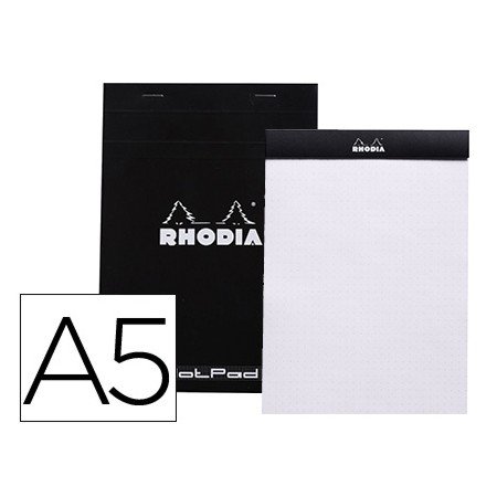 Bloco de Notas Rhodia Black Dot Pad Din A5 80 F 80 Gr Liso com Pontos Pretos 5 Mm Perfurado