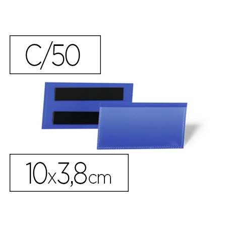 Bolsa Durable Magnetica 100X38 Mm Plastico Azul Janela Transparente Pack de 50 Unidades