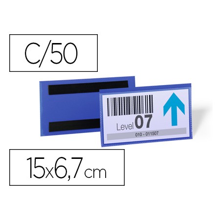 Bolsa Durable Magnetica 150X67 Mm Plastico Azul Janela Transparente Pack de 50 Unidades