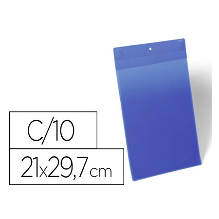 Bolsa Durable Magnetica 210X297 Mm Plastico Azul Janela Transparente Pack de 10 Unidades