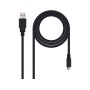 Cabo USB Nanocable 2.0 Tipo A/M-Micro USB B/M Cor Preto Comprimento 0,8 M