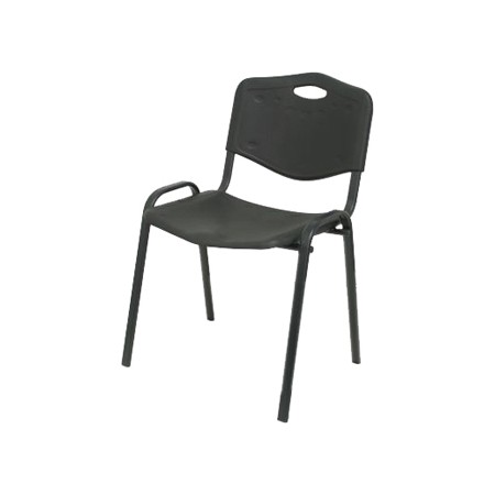 Cadeira Q-Connect Robledo Confidente Estrutura em Metal Preta com Encosto Pvc Ergonomica Preta 81X48X42 Cm