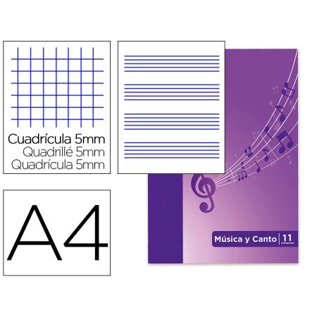 Caderno de Musica E Canto Oxford Pentagrama Inter Linhado 2 Mm + Quadricula de 5 Mm Din A4 24 Folhas 90G/M2