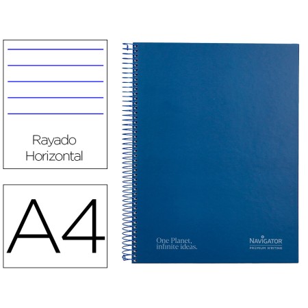 Caderno Espiral Navigator A4 Micro Capa Forrada 80 F 80 Gr Pautado 1 Banda Cor Azul Marinho