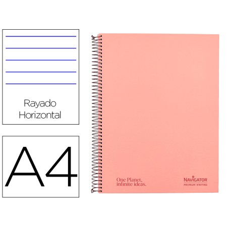 Caderno Espiral Navigator A4 Micro Capa Forrada 80 F 80 Gr Pautado 1 Banda Cor Rosa