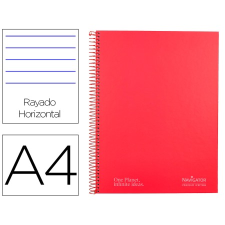 Caderno Espiral Navigator A4 Micro Capa Forrada 80 F 80 Gr Pautado 1 Banda Cor Vermelho