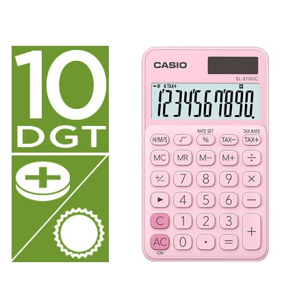 Calculadora Casio Sl-310Uc-Pk Bolso 10 Digitos Tax +/- Tecla Duplo Zero Cor Rosa
