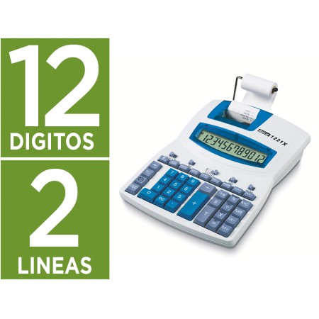 Calculadora Ibico 1221X Impressora Ecra Lcd Angular Papel 57 Mm 12 Digitos Impressao Bicolor Branco/Azul 212X64X278 Mm