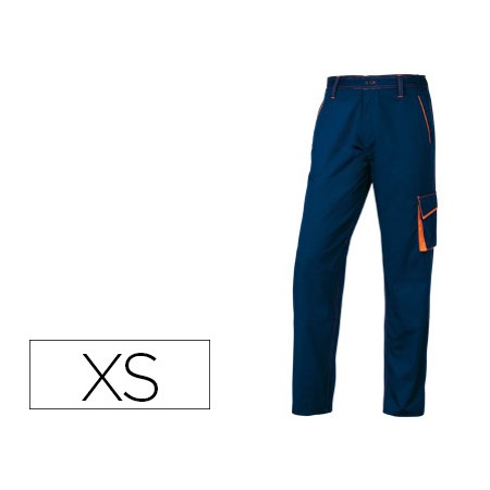 Calças Deltaplus com Cintura Ajustavel E 5 Bolsos Cor Azul Laranja Formato Xs