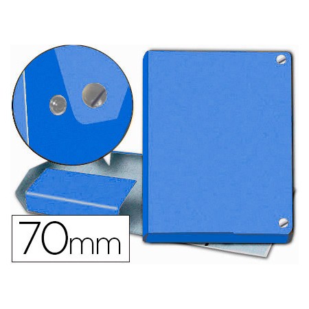 Carpeta Proyectos Pardo Folio Lomo 70 Mm Carton Forrado Azul Con Broche
