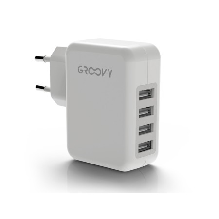 Carregador de Parede Groovy 4 USB Cor Branco