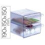 Cubo de Arquivo Archivo 2000 2 Gavetas Organizador Modular Plastico Azul Transparente 190 x 150 x 150 Mm