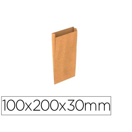 Envelope Basika Kraft Natural Liso com Fole Xxs 100X200X30 Mm Pack de 25 Unidades