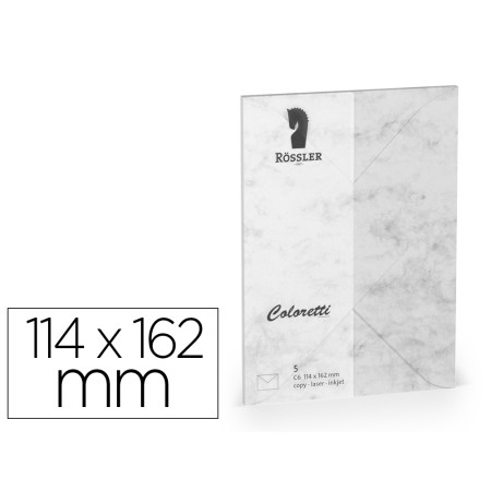 Envelope Rossler Coloretti C6 Cor Marmore Cinza 114X162 Mm Pack de 5 Unidades